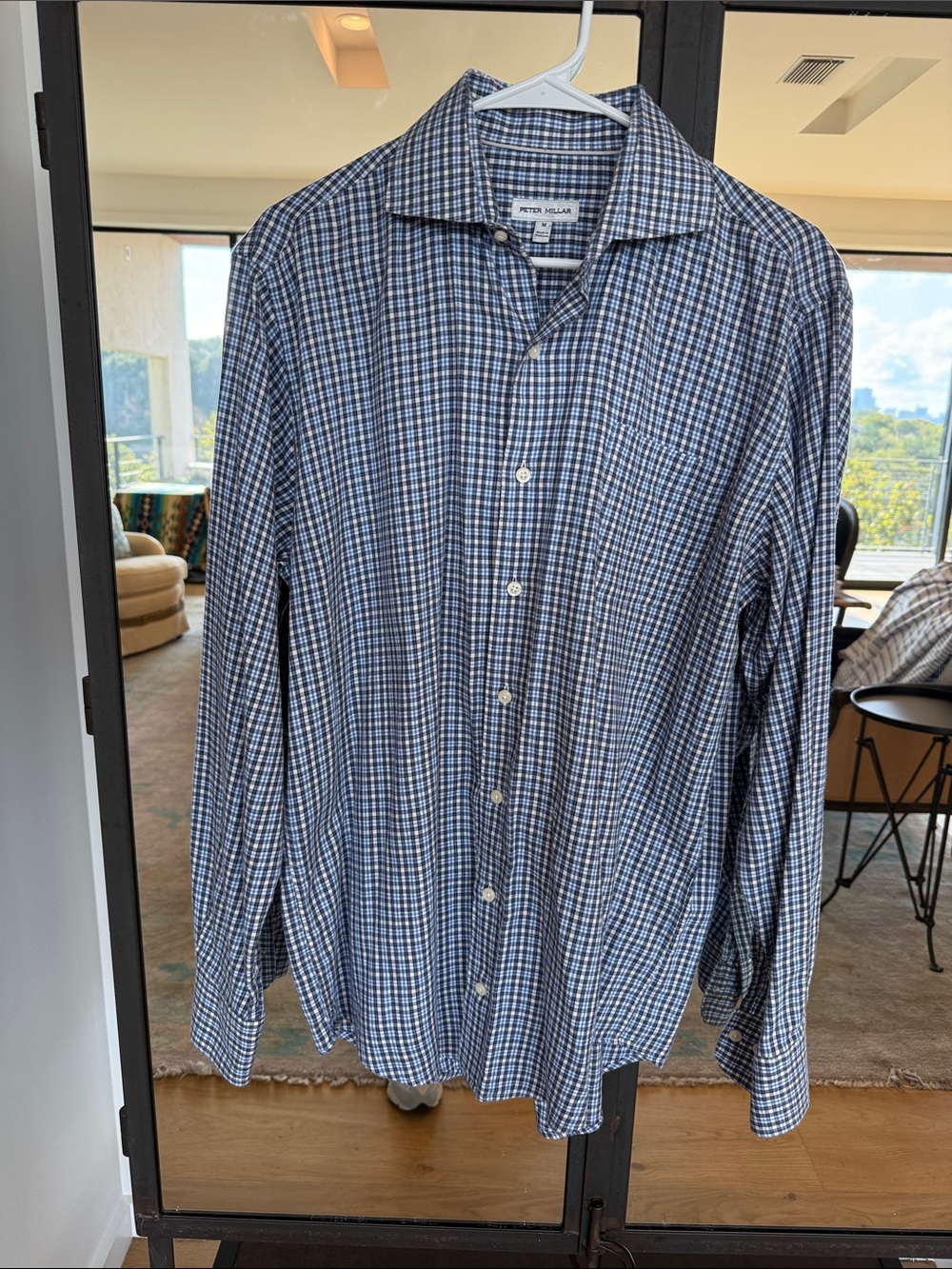 Peter Millar Blue Welland Flannelite Plaid Button-Down Shirt